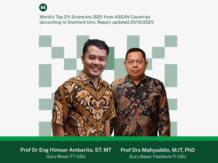2 Dosen USU Masuk Daftar 2 Persen Ilmuwan Paling Berpengaruh di Dunia