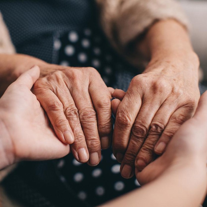 Granny and granddaughter talking