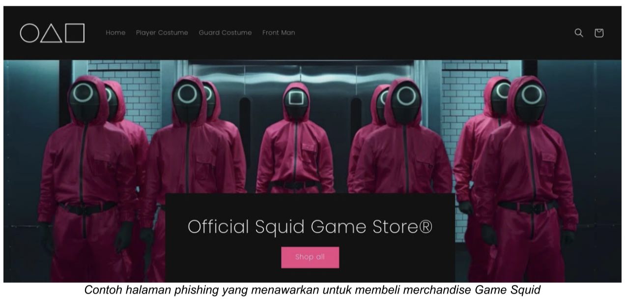 Contoh situs abal-abal memanfaatkan tren Squid Game.