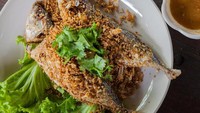 Siapa bisa menolak kelezatan olahan ikan ini? Ikan kembung digoreng dengan bumbu bawang putih kemudian dicocol dengan sambal asam. Sambal ini terasa pedas segar karena diberi tambahan asam muda dan terasi goreng. Kalau mau membuatnya, kamu bisa mencontek resep berikut. Foto: iStock 