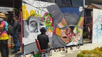 Para muralis akan membuat mural dalam lomba bertema Peran Generasi Muda untuk Berkreasi dalam Menyampaikan Informasi yang Positif di Masa Pandemi COVID-19. (Adhyasta/detikcom)