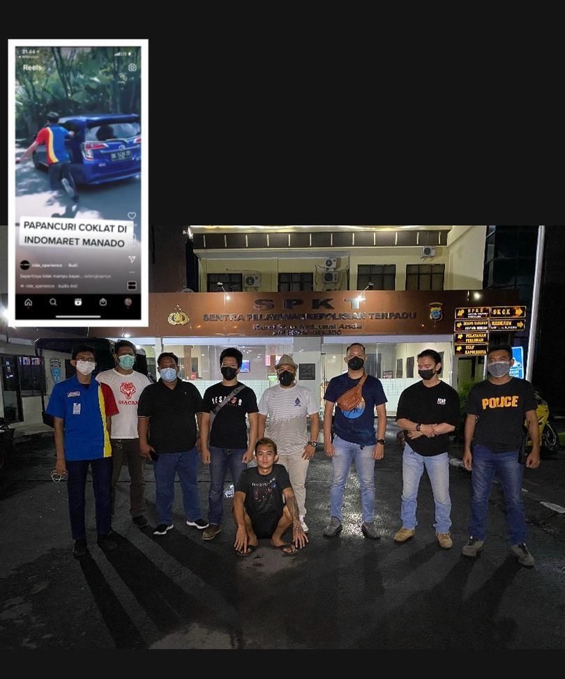 Sebuah video viral menunjukkan seorang pengendara mobil dikejar karyawan minimarket di Kota Manado. Pelaku telah ditangkap (dok Istimewa)