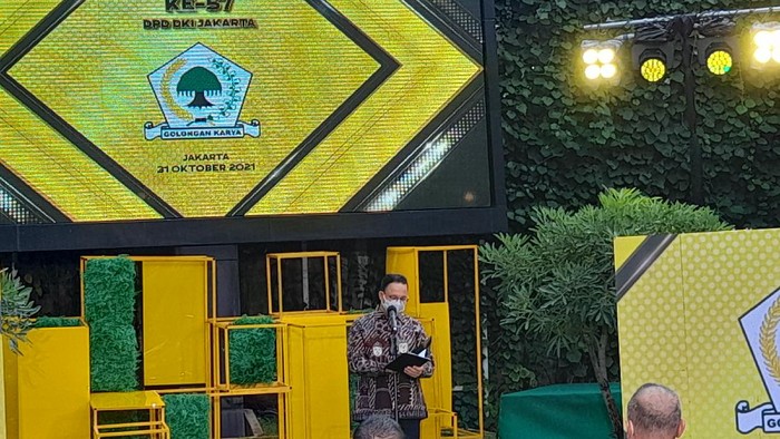Gubernur Anies Baswedan saat berda di DPD Partai Gerindra DKI Jakarta