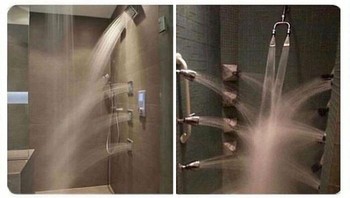 Kamar mandinya ekstrem, mirip tempat cuci mobil. Foto: Reddit via Bored Panda