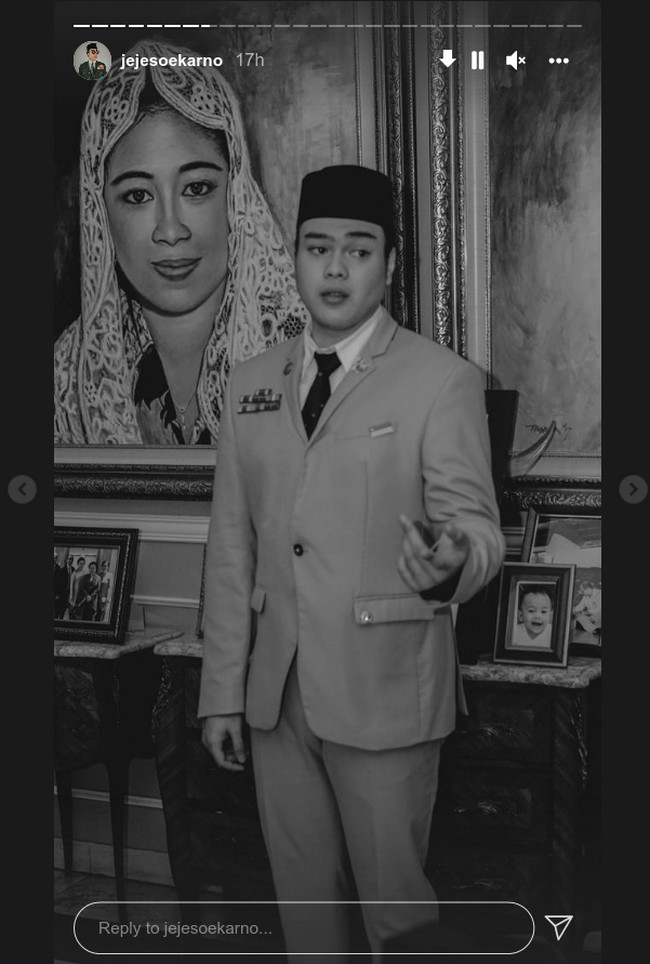 Begini potret pemilik nama lengkap Muhammad Jihad Rahtomo Soekarnoputra itu berpenampilan ala Soekarno. Pria yang juga cucu dari adik mantan presiden Megawati tersebut terlihat gagah. Foto: Instagram @jejesoekarno