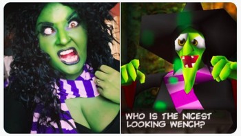 Ayo para gamer, mirip nggak aktris dan sutradara BJ Colangelo jadi Gruntilda dari game Banjo Kazooie? Foto: (Twitter)