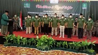Para pengurus LPBI NU DKI Jakarta periode 2021-2026 saat diambil sumpahnya.