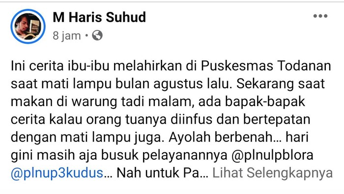 Cerita ibu melahirkan di Puskesmas pakai senter HP karena mati listrik, Blora, Senin (1/11/2021).