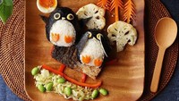 Penguin ternyata tidak hanya ada di kutub utara. Chef Samantha membawa penguin-penguin gemas ini ke dalam kotak bekal. Foto: Instagram/leesamantha