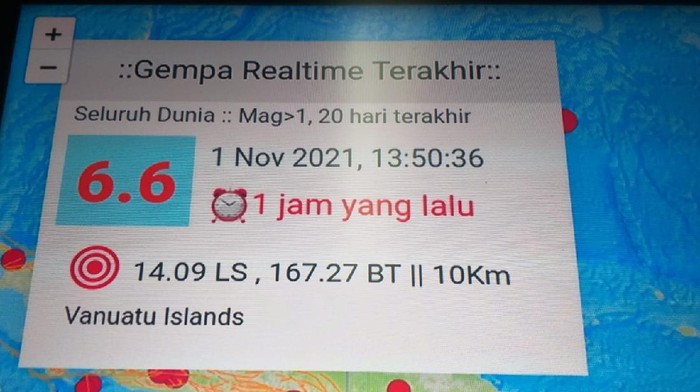 Gempa M 6,6 guncang Vanuatu (Foto: dok detikcom)