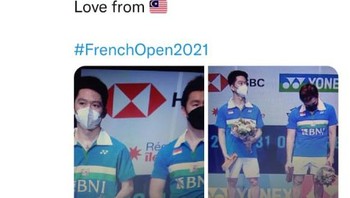 Kendati Marcus/Kevin urung mempertahankan gelar mereka sebelumnya, netizen memberikan pujian atas perjuangan mereka. Foto: Twitter