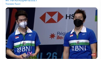 Melawan Ko Sung-hyun/Shin Baek-cheol (Korea Selatan) di final, The Minions takluk 17-21, 20-22. Foto: Twitter