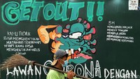 Selain mural bertema kritik polisi, ada pula mural yang dibuat sebagai pengingat bagi masyarakat untuk tetap menerapkan protokol kesehatan guna mencegah penyebaran virus Corona.