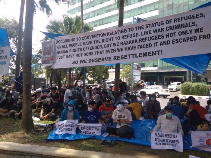 Para pengungsi Afghanistan demo di Medan (Datuk-detikcom)