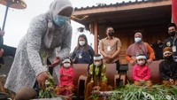 Lain lagi dengan permintaan unik Noor Assyifa Aulia Putri. Permintaan polos anak dari pasangan Dimas Ananta dan Nur Ari Winarsih hanya meminta jajan cokelat. Meski terlihat aktif, bocah 3 tahun ini dengan khidmat mengikuti prosesi ritual cukur rambut gimbal. (Uje Hartono/detikTravel)