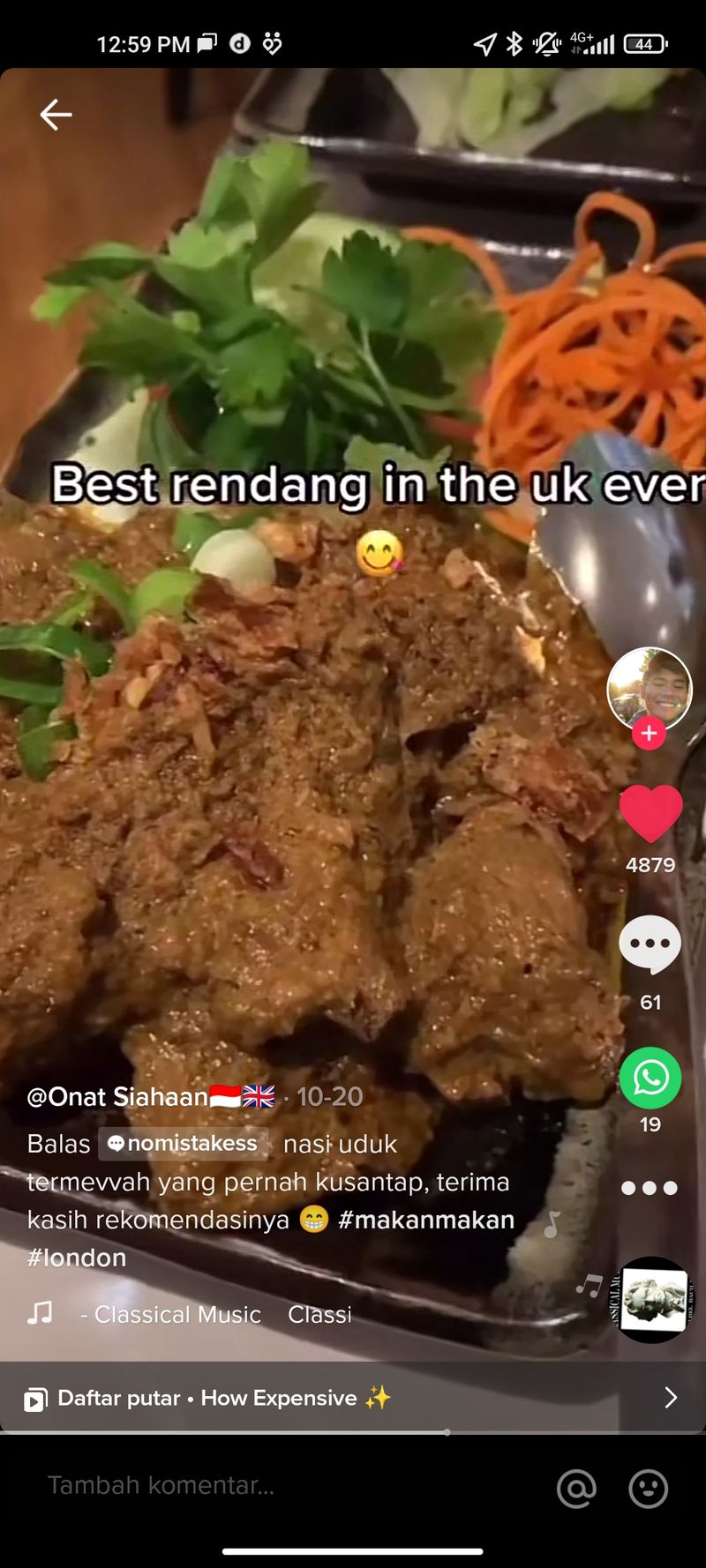 Makan Nasi Uduk Rp 800 Ribu di London, Netizen: Di Sini Rp 13 Ribuan