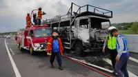 Begini penampakan 39 motor yang ludes imbas truk gendong terbakar di Tol Nganjuk.