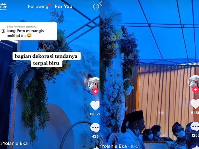 Viral dekorasi pernikahan pakai terpal biru, bikin fotografer menangis. Viral dekorasi pernikahan pakai terpal biru, bikin fotografer menangis.