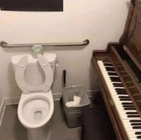 Mungkin yang punya rumah terlalu gemar bermain piano, sampai-sampai di dalam toiletnya pun disediakan piano. Benar-benar bikin nggak habis pikir. Foto: instagram/pleasehatethesethings