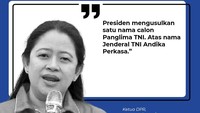 Pemilihan Andika sebagai calon tunggal Panglima TNI ini disampaikan oleh Ketua DPR Puan Maharani. Puan telah menerima supres dari Jokowi.