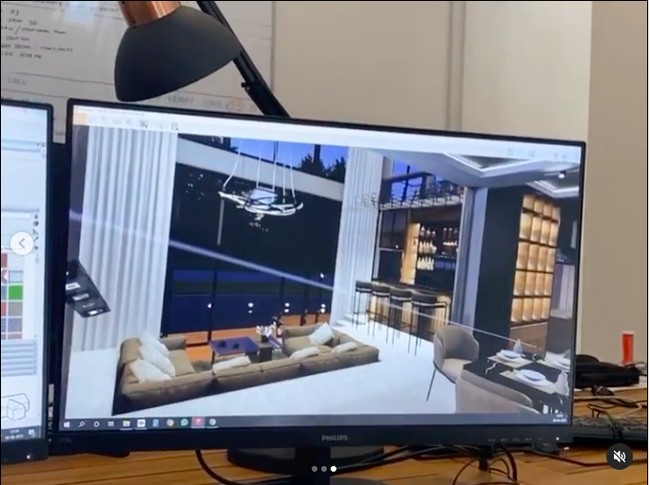 nilah area ruang keluarga di mana penghuni bisa bersantai sambil menikmati pemandangan kolam renang. Ruangan ini juga difungsikan sebagai bar. (Foto: Instagram/@inijedar @v.andrianto)