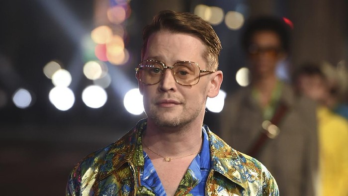 Macaulay Culkin walks the runway at the Gucci Love Parade fashion show on Tuesday, Nov. 2, 2021, in Los Angeles. (Photo by Jordan Strauss/Invision/AP)