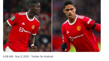 Netizen ini menilai seharusnya Baily dan Varane yang jadi bek inti, Maguire dicadangkan saja. Foto: Twitter