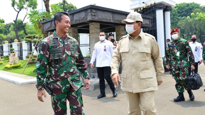 Jenderal TNI Andika Perkasa dan Menhan Prabowo Subianto (Dok. Biro Humas Kemhan).