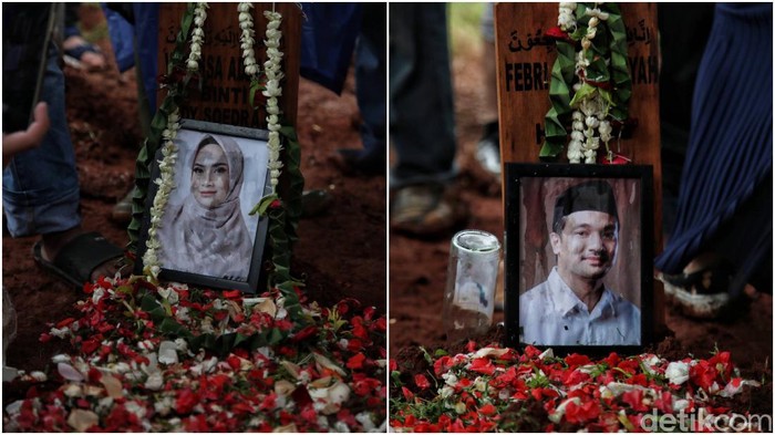 Jenazah Vanessa Angel dan Bibi Ardiansyah telah dimakamkan di Jakarta. Pasangan itu dimakamkan dalam satu liang lahad dan kini berdampingan selamanya.