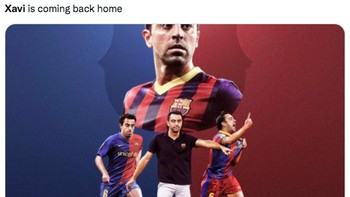 Tim Catalan itu mengaktifkan release clause Xavi, kontraknya masih berlaku sampai 2023. Foto: (Twitter)