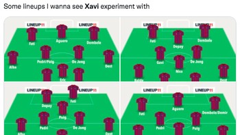 Fans Barca langsung berkhayal soal formasi yang akan dimainkan Xavi kalau melatih Barcelona. Foto: (Twitter)