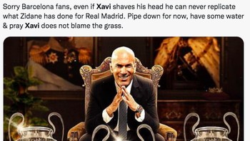 Kalau ini jelas dari fans Real Madrid. Xavi tidak akan bisa sehebat Zidane, kata mereka. Oke kita lihat nanti ya. Foto: (Twitter)