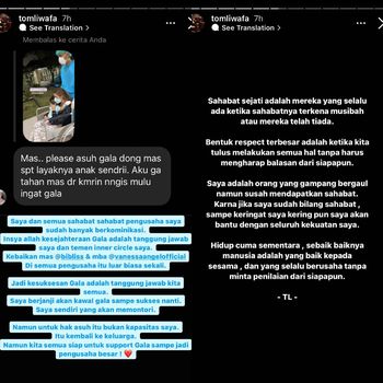 Postingan Tom Liwafa yang menjamin masa depan anak Vanessa Angel.