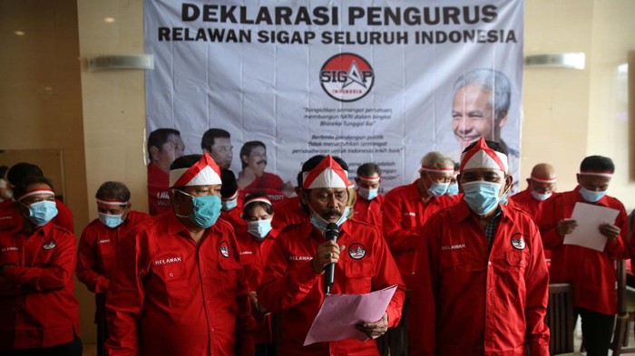Relawan Sigap (Siap Ganjar Presiden) mendeklarasikan dukungan untuk Ganjar Pranowo maju Pilpres 2024.  Deklarasi dilakukan di Jakarta.