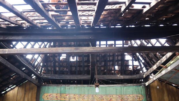 Rumah terdampak hujan dan angin kencang di Desa Repaking, Kecamatan Wonosamodro, Boyolali, Jumat (5/11/2021).