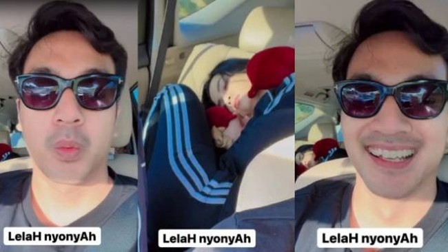 Suami Vanessa Angel, Bibi Andriansyah yang ikut meninggal dunia dalam kecelakaan di Tol Jombang, Jawa Timur itu juga sempat mengabadikan momen sebelum terjadi persitiwaa naas. Bibi memperlihatkan momen Vanessa tidur di dalam mobil. “Lelah Nyonyah,” tulisnya di Instagram Story. Foto: Instagram