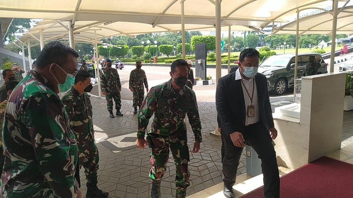 Jenderal Andika Perkasa datang ke DPR untuk uji kelayakan calon Panglima TNI (Adhyasta-detikcom)