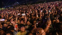 Sekitar 50 ribu penonton memadati festival musik Astroworld yang digelar di Houston, Texas, Amerika Serikat, pada Jumat (5/11) malam waktu setempat. Hal itu membuat para penonton yang hadir berdesakan untuk menyaksikan pertunjukan musik para musisi. Jamaal Ellis/Houston Chronicle via AP.