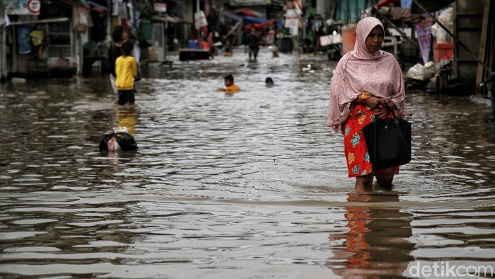 Menurut data dari BPBD DKI Jakarta, sebanyak 13 RT di Kecamatan Penjaringan Jakarta Utara terkena dampak rob atau banjir pesisir.