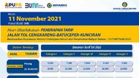 Dengan terintegrasinya jalan tol ini dengan ruas jalan tol lainnya, maka pengguna jalan yang menerus dari Pamulang menuju Bandara Soekarno-Hatta akan dikenakan tarif Jalan Tol Pamulang-Serpong, Jalan Tol Serpong-Kunciran dan Jalan Tol Cengkareng-Batuceper-Kunciran, pada saat bertransaksi di Gerbang Tol (GT) Benda Utama. Dok. Jasa Marga.