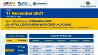 Namun demikian, karena Jalan Tol Cengkareng-Batuceper-Kunciran ini menggunakan sistem transaksi tertutup, bagi pengguna jalan yang tidak menerus akan dikenakan tarif proporsional berdasarkan jarak tempuhnya. Dok. Jasa Marga.