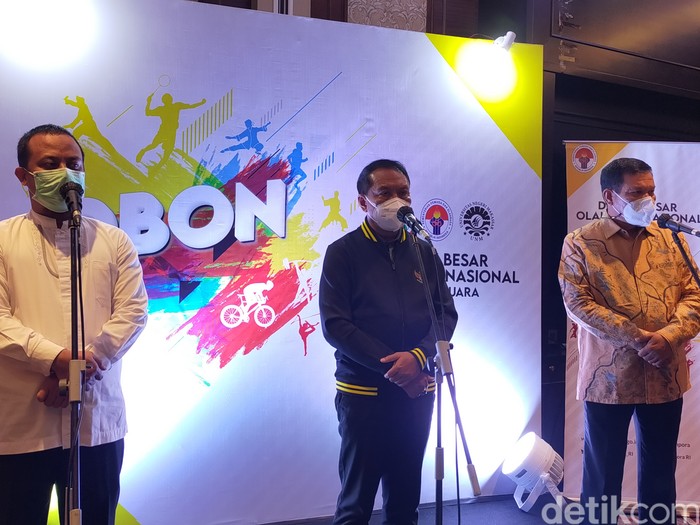 Zainudin Amali, saat membuka Desain Besar Olahraga Nasional atau DBON, di Makassar, Minggu (8/11/2021).