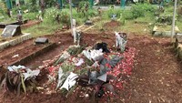 Keluarga juga mengeluhkan foto Vanessa Angel yang hilang dari makam tersebut. Foto: Firda Cynthia Anggrainy Al Djokya/detikcom