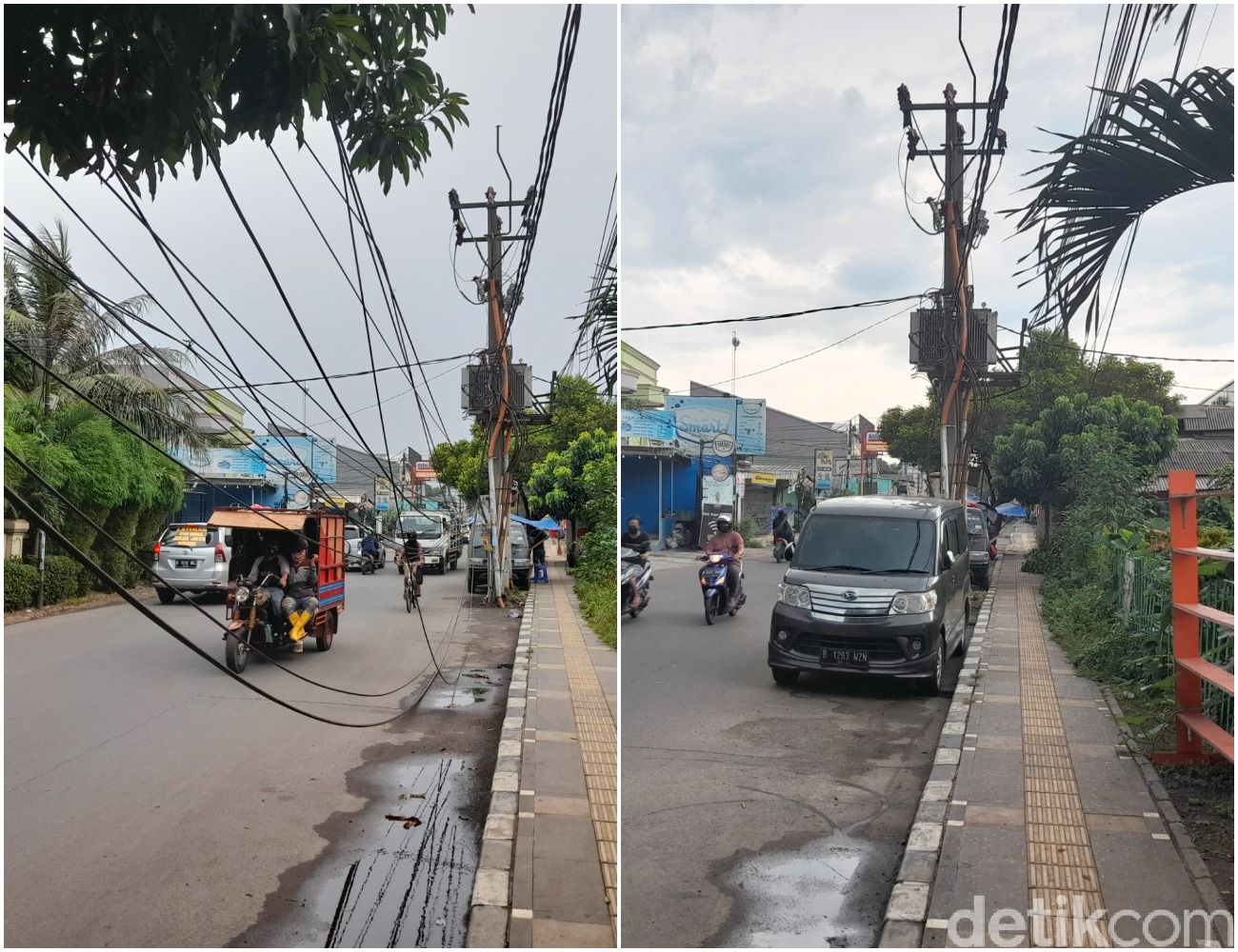 Masalah kabel melintang semrawut di depan SDN Pondok Ranji 01, Jl WR Supratman, Ciputat Timur, Tangsel, kini sudah beres. (Marteen Rolando/detikcom)