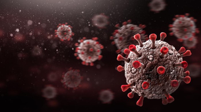 Corona Viruses against Dark Background