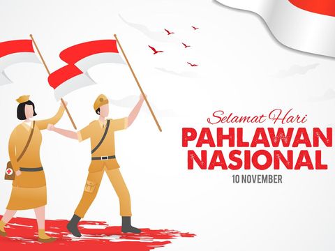 Selamat hari pahlawan nasional. Translation: Happy Indonesian National Heroes day. vector illustration for greeting card, poster and banner.