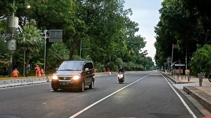Kondisi Jalan Medan Merdeka Barat (Karin-detikcom)