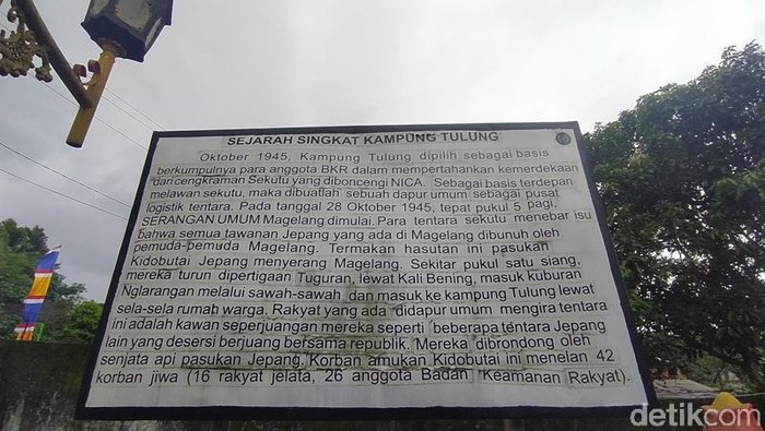 Potret Kampung Tulung, Saksi Bisu Tragedi Paling Mencekam di Magelang Kampung Tulung, Kota Magelang, Jawa Tengah, menjadi saksi bisu gugurnya 42 orang dalam mempertahankan kemerdekaan Indonesia dari penjajahan.