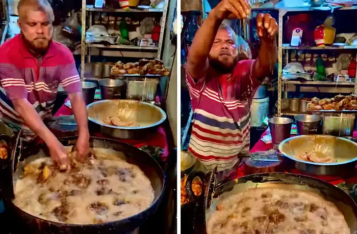 Wow! Pria Ini Goreng Ayam di Minyak Panas Pakai Tangan Telanjang