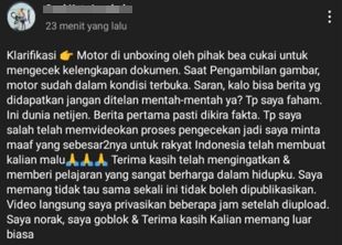 Klarifikasi akun Youtube Soul Kuta Lombok perihal video unboxing motor Ducati di Sirkuit Mandalika.